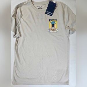 Corona T-Shirt Mens Medium Maui And Sons Cream Color Graphic Caual Beer Tee NEW‎
